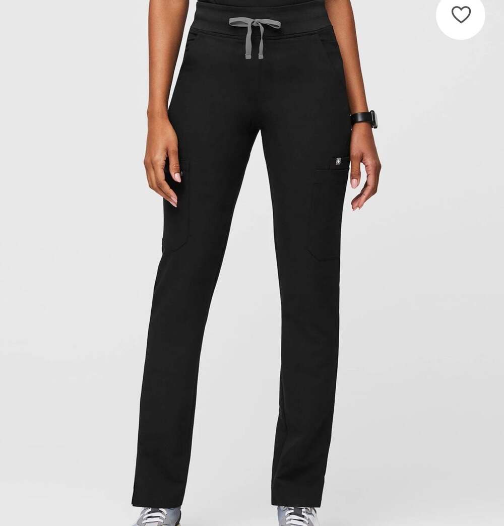 FIGS Yola High Waisted Slim Scrub Pants Black Size S
